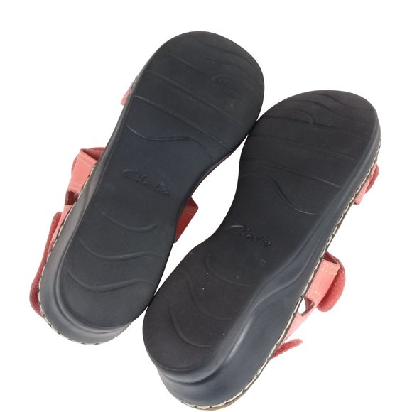 Clarks Women's Lexi Open Toe Sling Back Coral Leather Sandals Size 11M - Picture 12 of 13